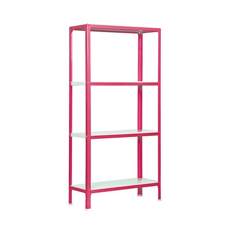 PROREGAL Wohnregal Living Koala Metal mit 4 Fachböden HxBxT 160 x 100 x 30 cm Fachlast 150 kg Rosa/Weiß von PROREGAL