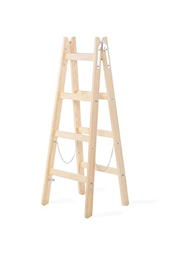 PROREGAL Wood Double Giraffe Holz-Sprossen-Stehleiter mit Sicherheitskette | 2x6 Sprossen | HxB 192x56x122cm | Leiter, Trittleiter, Bockleiter, Sprossen-Doppelleiter, Stehleiter von PROREGAL