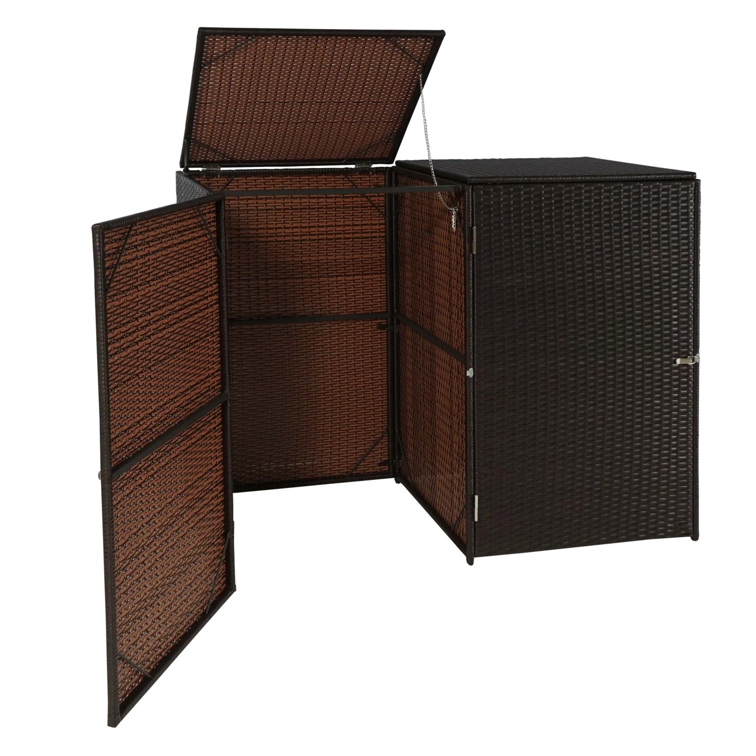Proregal 2er-Mülltonnenverkleidung HxBxT 176x130x131 cm Poly-Rattan 2x120L Braun Mülltonnenbox Mülltonnenabdeckung Proregal 2er-Mülltonnenverkleidung HxBxT 176x130x131 cm Poly-Rattan 2x120L Braun Mülltonnenbox Mülltonnenabdeckung von PROREGAL