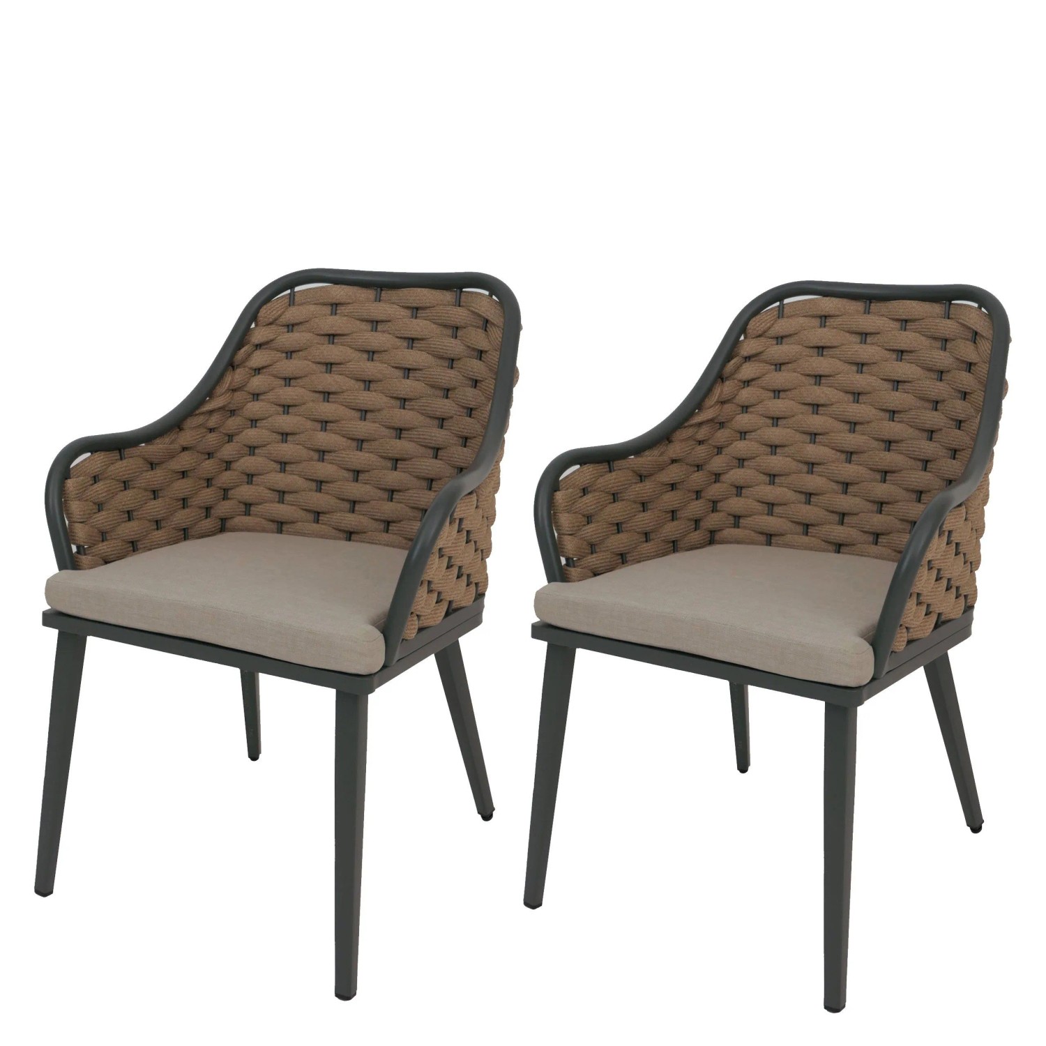 Proregal 2er-Set Aluminium-Gartenstuhl HxBxT 84x59x63 cm Sitzhöhe 46cm Olefin Seilgeflecht Rope Beige Kissen Hellbraun Outdoor Stuhl Proregal 2er-Set Aluminium-Gartenstuhl HxBxT 84x59x63 cm Sitzhöhe 46cm Olefin Seilgeflecht Rope Beige Kissen Hellbraun Outdoor Stuhl von PROREGAL