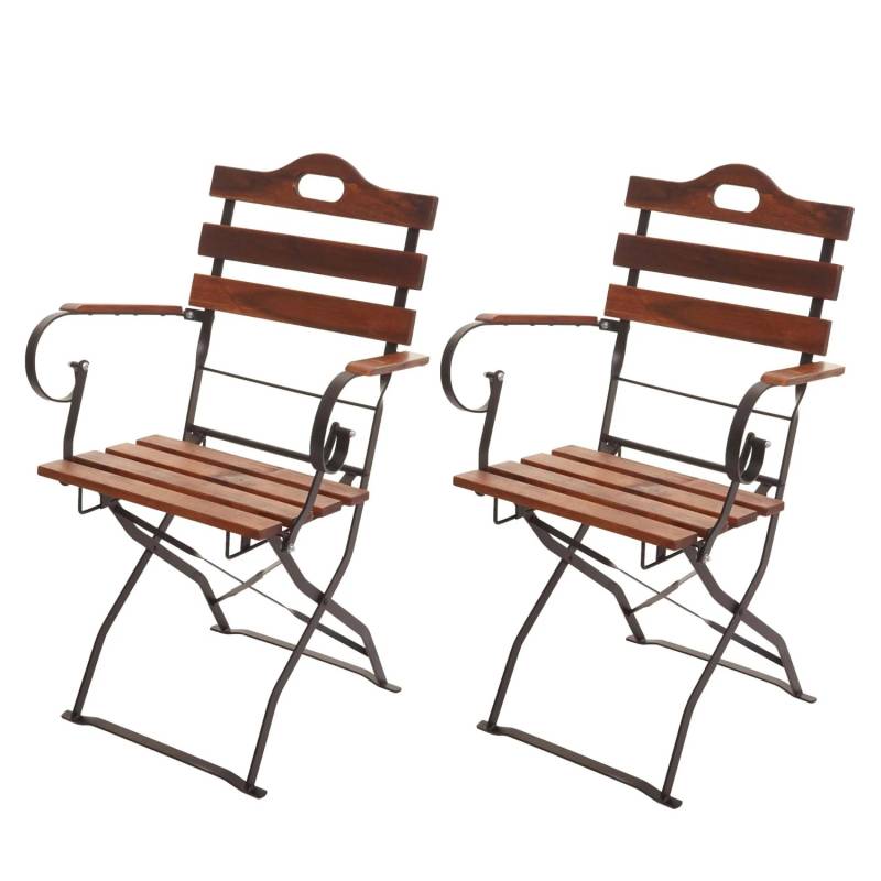 Proregal 2er-Set Biergartenstuhl HxBxT 88x55x49 cm Sitzhöhe 46cm Gastronomie-Qualität Akazie Braun Klappstuhl Gartenstuhl von PROREGAL