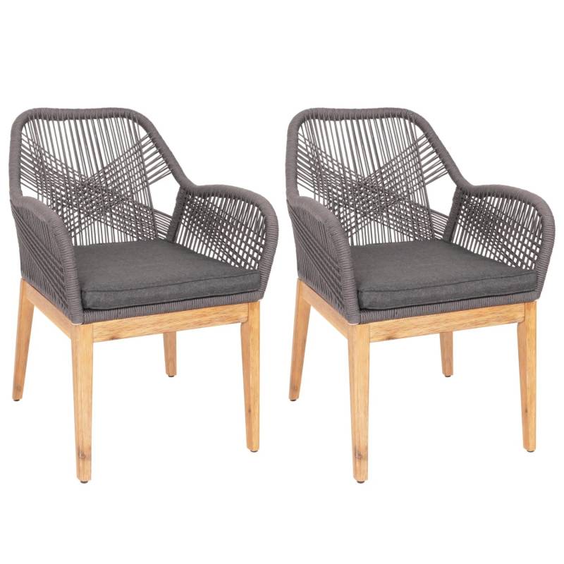 Proregal 2er-Set Gartenstuhl HxBxT 85x58x59 cm Sitzhöhe 47cm Wetterfest Seilgeflecht Holz Akazie Grau Kissen Anthrazit Sessel Outdoor Proregal 2er-Set Gartenstuhl HxBxT 85x58x59 cm Sitzhöhe 47cm Wetterfest Seilgeflecht Holz Akazie Grau Kissen Anthrazit Sessel Outdoor von PROREGAL