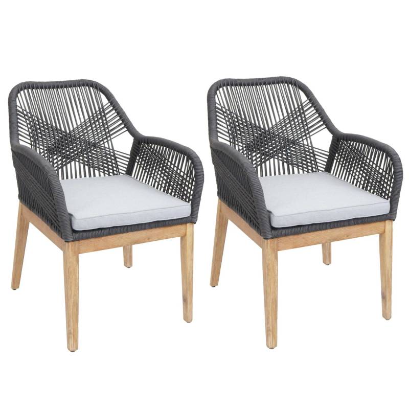 Proregal 2er-Set Gartenstuhl HxBxT 85x58x59 cm Sitzhöhe 47cm Wetterfest Seilgeflecht Rope Holz Akazie Dunkelgrau Kissen Hellgrau Sessel Outdoor Proregal 2er-Set Gartenstuhl HxBxT 85x58x59 cm Sitzhöhe 47cm Wetterfest Seilgeflecht Rope Holz Akazie Dunkelgrau Kissen Hellgrau Sessel Outdoor von PROREGAL