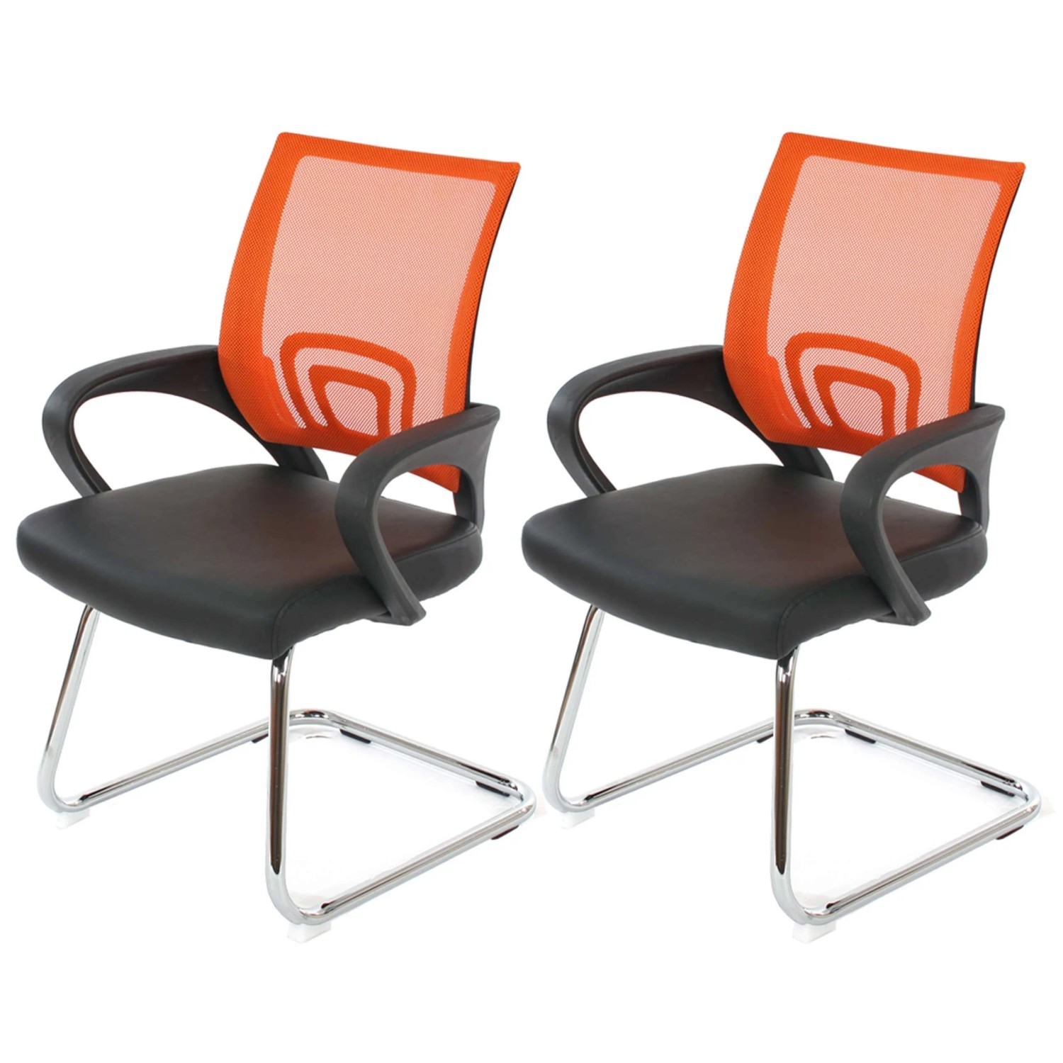 Proregal 2er-Set Konferenzstuhl Mit Lehne Stylisch HxBxT 92x57x59 cm Sitzhöhe 44cm Kunstleder Orange Besucherstuhl Proregal 2er-Set Konferenzstuhl Mit Lehne Stylisch HxBxT 92x57x59 cm Sitzhöhe 44cm Kunstleder Orange Besucherstuhl von PROREGAL