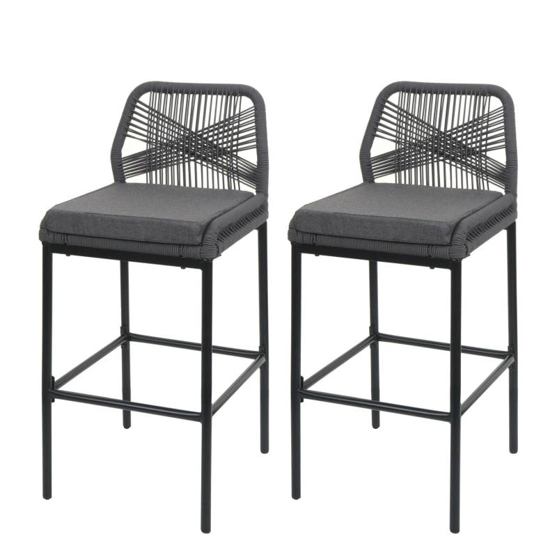 Proregal 2er-Set Rope-Barhocker HxBxT 101x45x52 cm Sitzhöhe 76cm Anthrazit Kissen Dunkelgrau Outdoor Sitzpolster Seilgeflecht Metall Proregal 2er-Set Rope-Barhocker HxBxT 101x45x52 cm Sitzhöhe 76cm Anthrazit Kissen Dunkelgrau Outdoor Sitzpolster Seilgeflecht Metall von PROREGAL