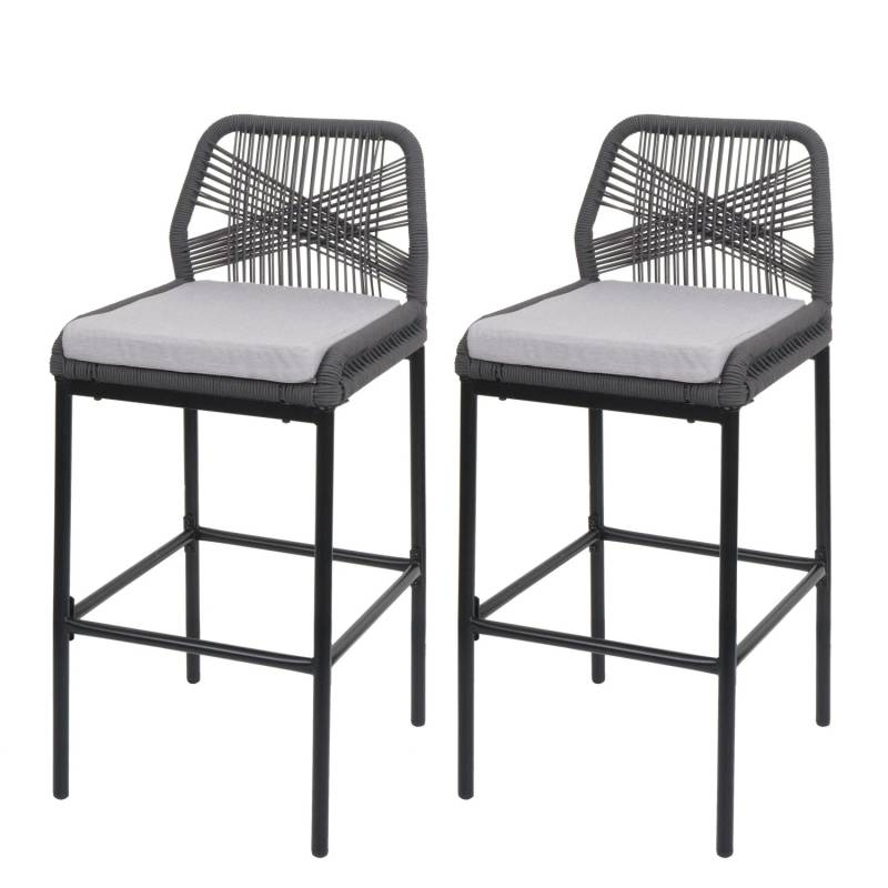 Proregal 2er-Set Rope-Barhocker HxBxT 101x45x52 cm Sitzhöhe 76cm Anthrazit Kissen Hellgrau Outdoor Sitzpolster Seilgeflecht Metall Proregal 2er-Set Rope-Barhocker HxBxT 101x45x52 cm Sitzhöhe 76cm Anthrazit Kissen Hellgrau Outdoor Sitzpolster Seilgeflecht Metall von PROREGAL