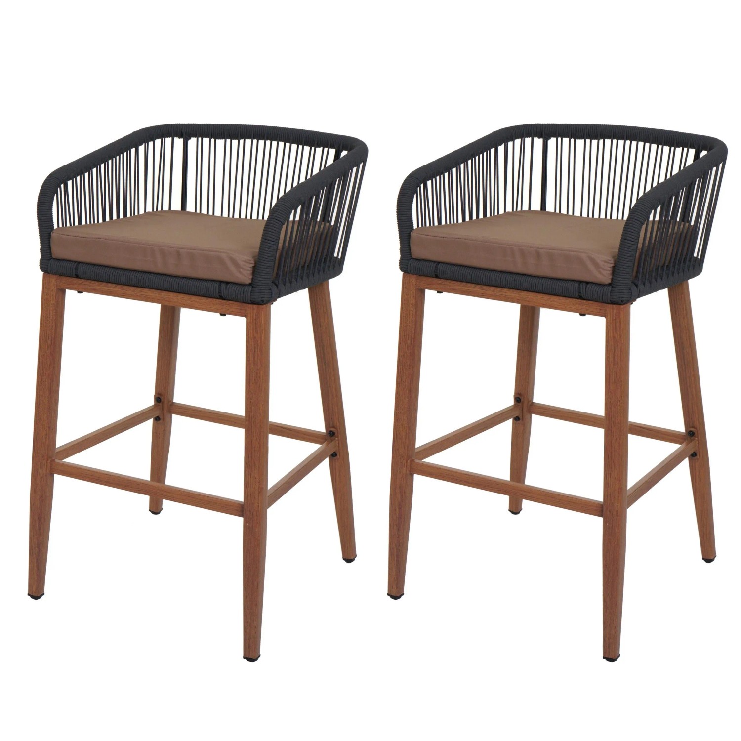 Proregal 2er-Set Rope-Barhocker HxBxT 92x51x53 cm Sitzhöhe 76cm Anthrazit Kissen Taupe Outdoor Sitzpolster Seilgeflecht Metall Holz-Optik Proregal 2er-Set Rope-Barhocker HxBxT 92x51x53 cm Sitzhöhe 76cm Anthrazit Kissen Taupe Outdoor Sitzpolster Seilgeflecht Metall Holz-Optik von PROREGAL