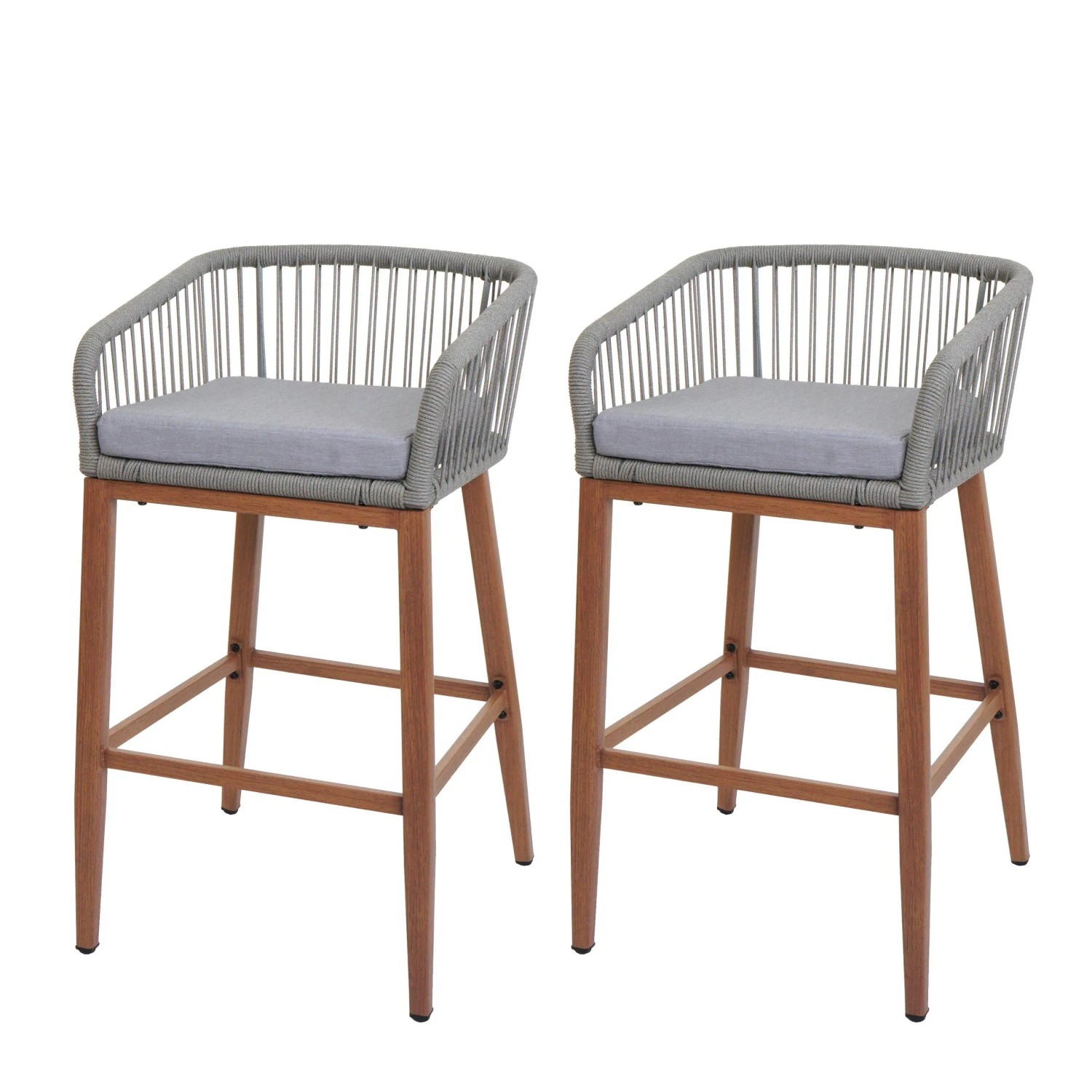 Proregal 2er-Set Rope-Barhocker HxBxT 92x51x53 cm Sitzhöhe 76cm Hellgrau Kissen Hellgrau Outdoor Sitzpolster Seilgeflecht Metall Holz-Optik Proregal 2er-Set Rope-Barhocker HxBxT 92x51x53 cm Sitzhöhe 76cm Hellgrau Kissen Hellgrau Outdoor Sitzpolster Seilgeflecht Metall Holz-Optik von PROREGAL