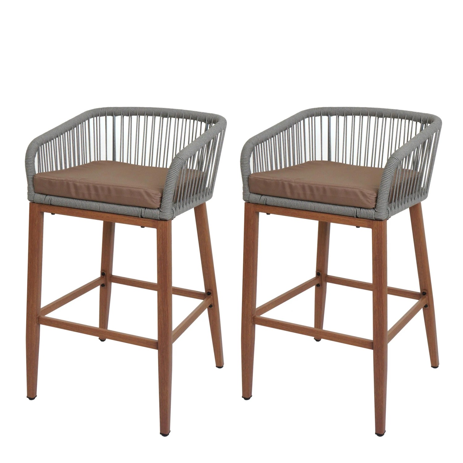 Proregal 2er-Set Rope-Barhocker HxBxT 92x51x53 cm Sitzhöhe 76cm Hellgrau Kissen Taupe Outdoor Sitzpolster Seilgeflecht Metall Holz-Optik Proregal 2er-Set Rope-Barhocker HxBxT 92x51x53 cm Sitzhöhe 76cm Hellgrau Kissen Taupe Outdoor Sitzpolster Seilgeflecht Metall Holz-Optik von PROREGAL