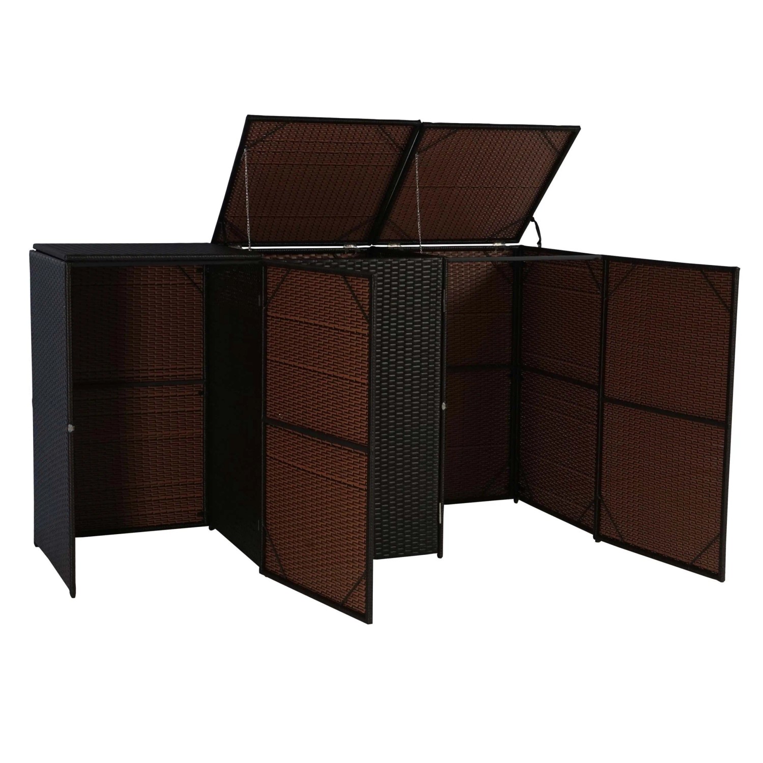 Proregal 3er-Mülltonnenverkleidung HxBxT 110x195x66 cm Poly-Rattan 3x120L Braun Mülltonnenbox Mülltonnenabdeckung Proregal 3er-Mülltonnenverkleidung HxBxT 110x195x66 cm Poly-Rattan 3x120L Braun Mülltonnenbox Mülltonnenabdeckung von PROREGAL