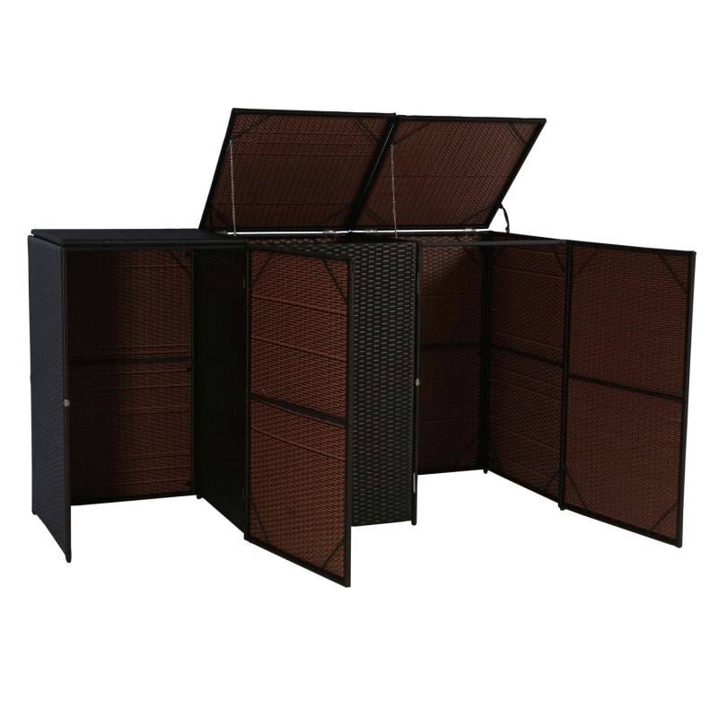 Proregal 3er-Mülltonnenverkleidung HxBxT 110x195x66 cm Poly-Rattan 3x120L Braun Mülltonnenbox Mülltonnenabdeckung Proregal 3er-Mülltonnenverkleidung HxBxT 110x195x66 cm Poly-Rattan 3x120L Braun Mülltonnenbox Mülltonnenabdeckung von PROREGAL