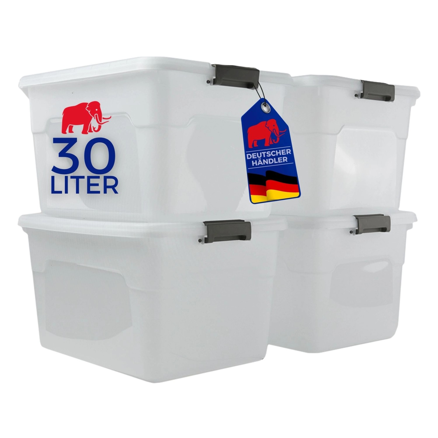 Proregal Aufbewahrungsbox Mit Deckel 30L 4er Set Klein Transparent Stapelbar Kunststoffbox Verschlussclips Stapelbox Aufbewahrungsbehälter Büro von PROREGAL