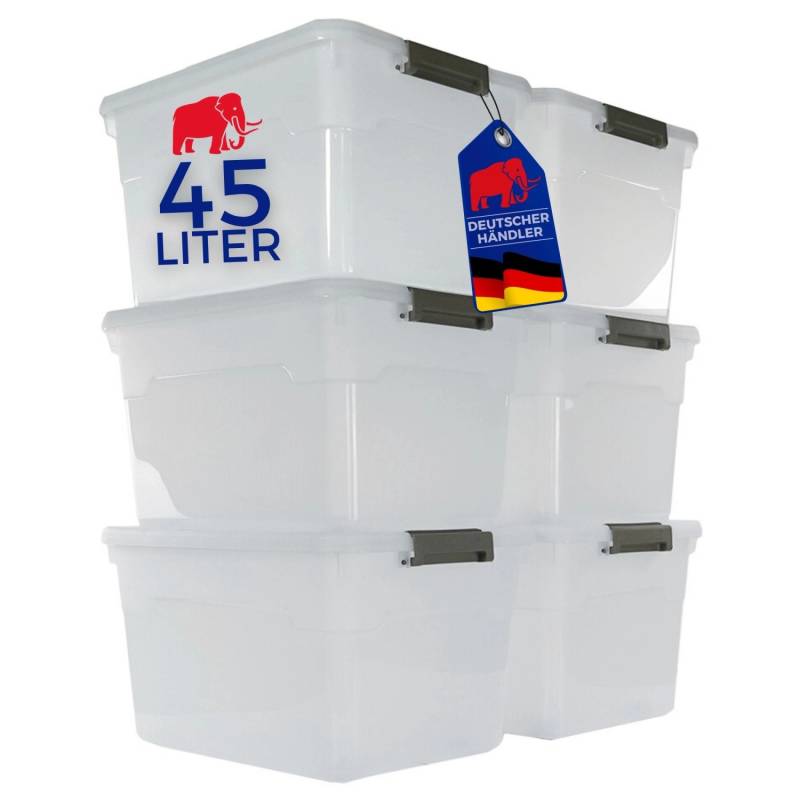 Proregal Aufbewahrungsbox Mit Deckel 45L 6er Set Groß Rollen Transparent Stapelbar Kunststoffbox Verschlussclips Stapelbox Aufbewahrungsbehälter Proregal Aufbewahrungsbox Mit Deckel 45L 6er Set Groß Rollen Transparent Stapelbar Kunststoffbox Verschlussclips Stapelbox Aufbewahrungsbehälter von PROREGAL