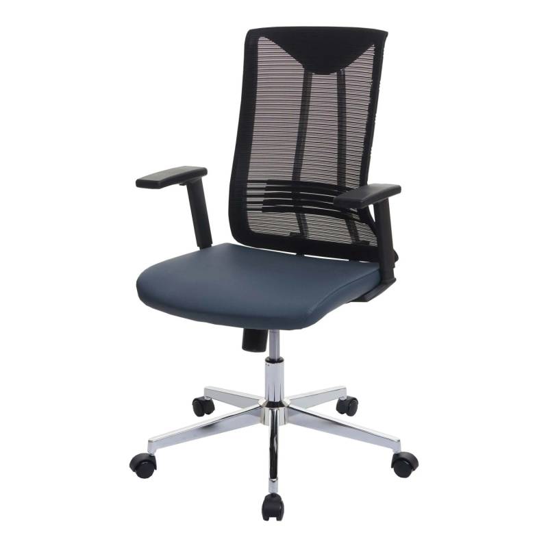 Proregal Bürostuhl HxBxT 110x65x66 cm Sitzhöhe 44cm Ergonomisch Kunstleder Blau-Grau Drehstuhl Schreibtischstuhl von PROREGAL