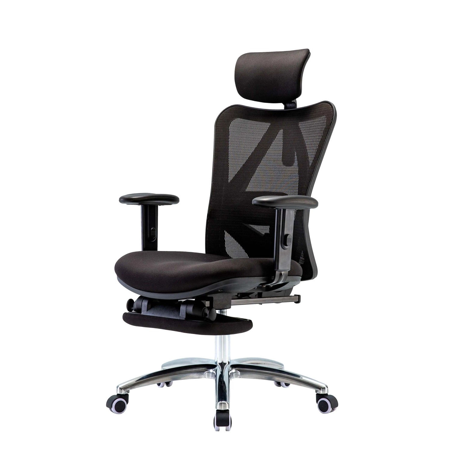 Proregal Bürostuhl HxBxT 129x66x69 cm Sitzhöhe 42cm Ergonomisch Verstellbare Lordosenstütze 150kg Belastbar Mit Fußstütze Schwarz Schreibtischstuhl von PROREGAL