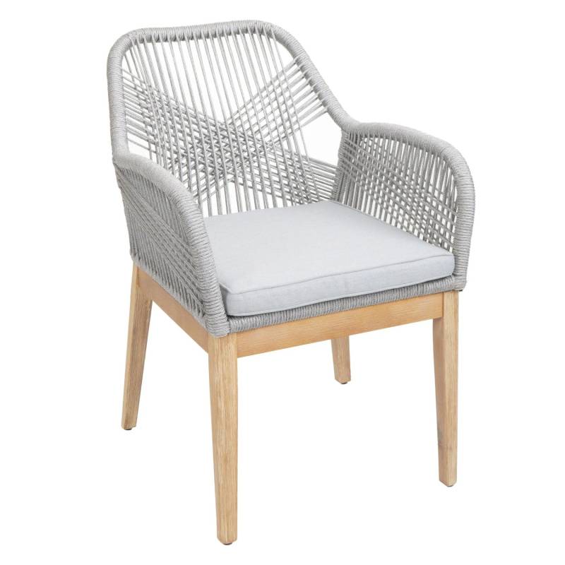 Proregal Gartenstuhl HxBxT 85x58x59 cm Sitzhöhe 47cm Wetterfest Seilgeflecht Rope Holz Akazie Hellgrau Kissen Hellgrau Sessel Outdoor Stuhl Proregal Gartenstuhl HxBxT 85x58x59 cm Sitzhöhe 47cm Wetterfest Seilgeflecht Rope Holz Akazie Hellgrau Kissen Hellgrau Sessel Outdoor Stuhl von PROREGAL