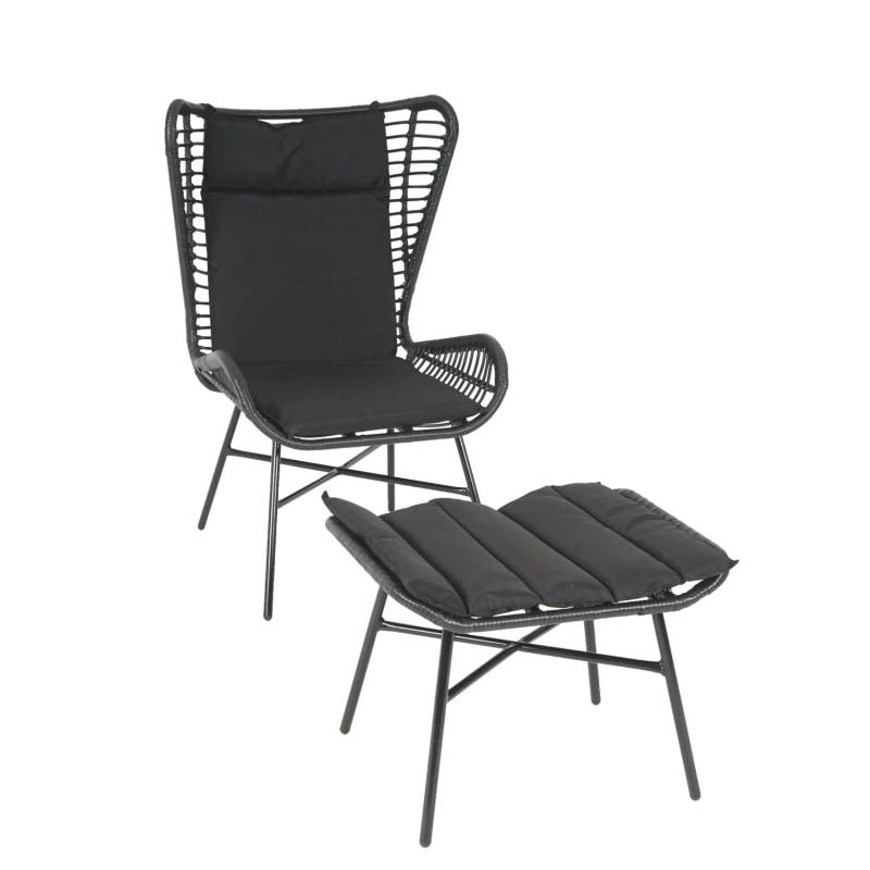 Proregal Poly-Rattan Set HxBxT 103x68x70 cm Seil Anthrazit Kissen Anthrazit Balkon-Set Gartengarnitur Sitzgruppe Stuhl+Hocker Sessel Proregal Poly-Rattan Set HxBxT 103x68x70 cm Seil Anthrazit Kissen Anthrazit Balkon-Set Gartengarnitur Sitzgruppe Stuhl+Hocker Sessel von PROREGAL