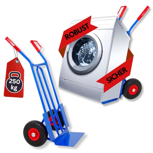 Proregal Sackkarre Rhino XL Schaufel | HxBxT 104x60x50 cm | Tragkraft 250kg| Pannensichere Räder | Blau | Transportkarre für Umzug oder Getränkekisten von PROREGAL