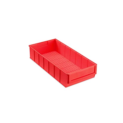 Rote Industriebox 400 B | HxBxT 8,1x18,3x40cm | 4,7 Liter| Sichtlagerkasten, Sortimentskasten, Sortimentsbox, Kleinteilebox von PROREGAL