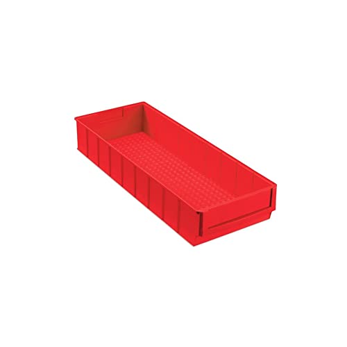 Rote Industriebox 500 B | HxBxT 8,1x18,3x50cm | 6 Liter| Sichtlagerkasten, Sortimentskasten, Sortimentsbox, Kleinteilebox von PROREGAL