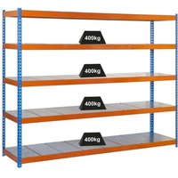 Proregal Schwerlastregal metal yeti five HxBxT 200x180x75cm Fachlast 400kg Blau-Orange - Blau von PROREGAL - ZERTIFIZIERTE QUALITÄTSPRODUKTE