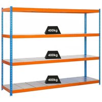 Proregal Schwerlastregal metal yeti four HxBxT 200x180x45cm Fachlast 400kg Blau-Orange - Blau von PROREGAL - ZERTIFIZIERTE QUALITÄTSPRODUKTE