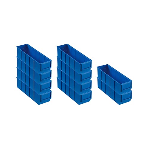 SparSet 10x Blaue Industriebox 300 S | HxBxT 8,1x9,1x30cm | 1,6 Liter | Sichtlagerkasten, Sortimentskasten, Sortimentsbox, Kleinteilebox von PROREGAL