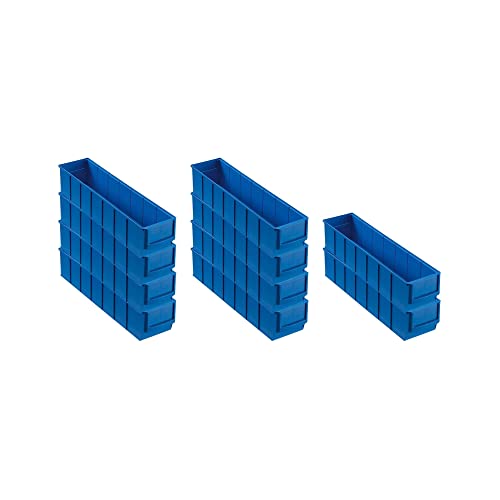 SparSet 10x Blaue Industriebox 400 S | HxBxT 8,1x9,1x40cm | 2,2 Liter | Sichtlagerkasten, Sortimentskasten, Sortimentsbox, Kleinteilebox von PROREGAL