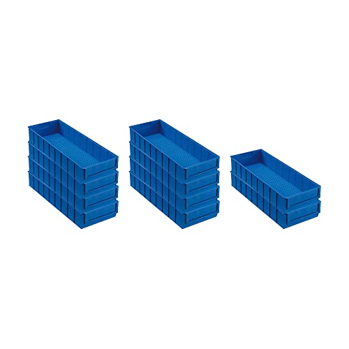 SparSet 10x Blaue Industriebox 500 B | HxBxT 8,1x18,3x50cm | 6 Liter | Sichtlagerkasten, Sortimentskasten, Sortimentsbox, Kleinteilebox von PROREGAL