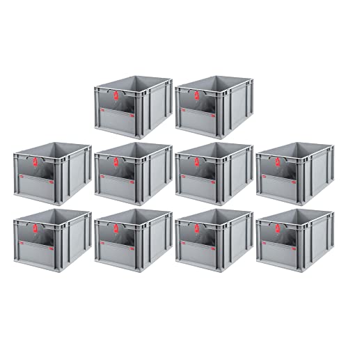 SparSet 10x Eurobox NextGen Insight Cover | HxBxT 32x40x60 | 65 Liter | Hoch/Rot | Eurobehälter, Transportbox, Transportbehälter, Stapelbehälter von PROREGAL