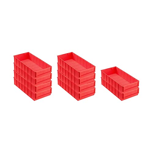 SparSet 10x Rote Industriebox 400 B | HxBxT 8,1x18,3x40cm | 4,7 Liter | Sichtlagerkasten, Sortimentskasten, Sortimentsbox, Kleinteilebox von PROREGAL