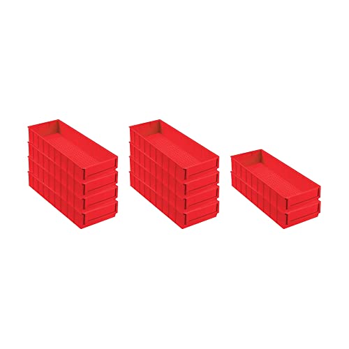 SparSet 10x Rote Industriebox 500 B | HxBxT 8,1x18,3x50cm | 6 Liter | Sichtlagerkasten, Sortimentskasten, Sortimentsbox, Kleinteilebox von PROREGAL