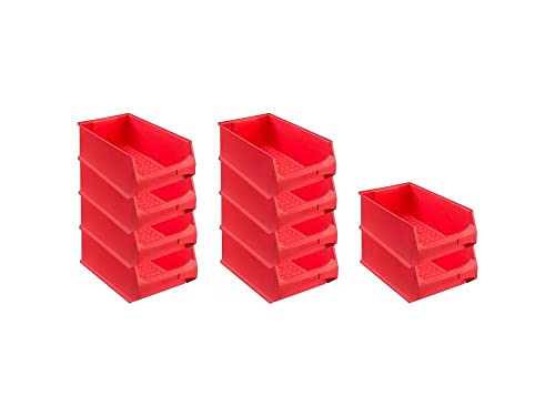 SparSet 10x Rote Sichtlagerbox 5.0 | HxBxT 20x30x50cm | 21,8 Liter | Sichtlagerbehälter, Sichtlagerkasten, Sichtlagerkastensortiment, Sortierbehälter von PROREGAL