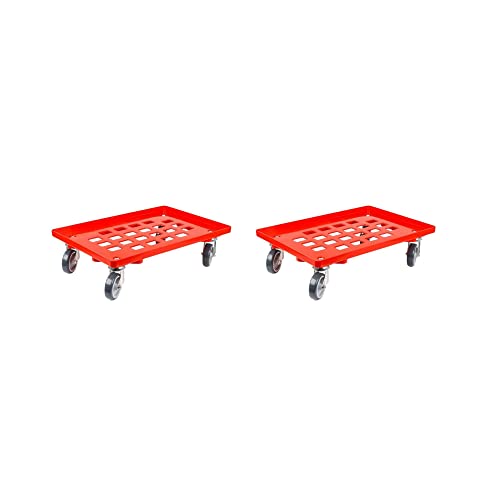 SparSet 2x Transportroller für Euroboxen 60x40cm mit Gummiräder rot | Gitter/Rasterdeck | 2 Lenkrollen & 2 Bremsrollen | Traglast 300kg | Kistenroller Logistikroller Rollwagen Profi-Fahrgestell SparSet 2x Transportroller für Euroboxen 60x40cm mit Gummiräder rot | Gitter/Rasterdeck | 2 Lenkrollen & 2 Bremsrollen | Traglast 300kg | Kistenroller Logistikroller Rollwagen Profi-Fahrgestell von PROREGAL
