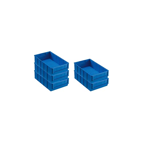 SparSet 5x Blaue Industriebox 300 B | HxBxT 8,1x18,3x30cm | 3,4 Liter | Sichtlagerkasten, Sortimentskasten, Sortimentsbox, Kleinteilebox von PROREGAL