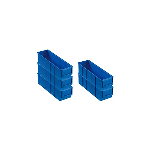 SparSet 5x Blaue Industriebox 300 S | HxBxT 8,1x9,1x30cm | 1,6 Liter | Sichtlagerkasten, Sortimentskasten, Sortimentsbox, Kleinteilebox von PROREGAL