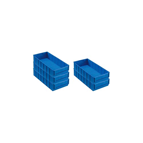 SparSet 5x Blaue Industriebox 400 B | HxBxT 8,1x18,3x40cm | 4,7 Liter | Sichtlagerkasten, Sortimentskasten, Sortimentsbox, Kleinteilebox von PROREGAL