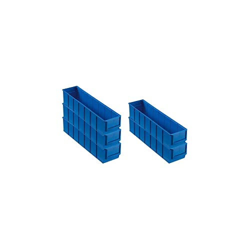 SparSet 5x Blaue Industriebox 400 S | HxBxT 8,1x9,1x40cm | 2,2 Liter | Sichtlagerkasten, Sortimentskasten, Sortimentsbox, Kleinteilebox von PROREGAL