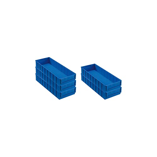 SparSet 5x Blaue Industriebox 500 B | HxBxT 8,1x18,3x50cm | 6 Liter | Sichtlagerkasten, Sortimentskasten, Sortimentsbox, Kleinteilebox von PROREGAL