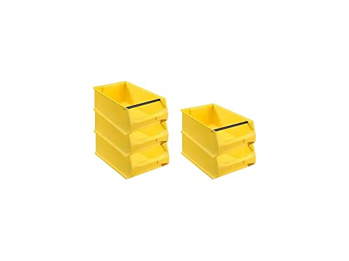 SparSet 5x Gelbe Sichtlagerbox 5.1 mit Griffstange | HxBxT 20x30x50cm | 21,8 Liter | Sichtlagerbehälter, Sichtlagerkasten, Sichtlagerkastensortiment, Sortierbehälter von PROREGAL