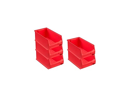 SparSet 5x Rote Sichtlagerbox 4.0 | HxBxT 15x20x35cm | 7,2 Liter | Sichtlagerbehälter, Sichtlagerkasten, Sichtlagerkastensortiment, Sortierbehälter von PROREGAL