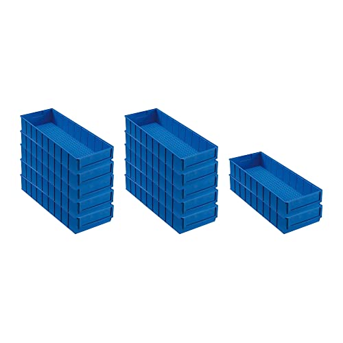 SuperSparSet 12x Blaue Industriebox 500 B | HxBxT 8,1x18,3x50cm | 6 Liter | Sichtlagerkasten, Sortimentskasten, Sortimentsbox, Kleinteilebox von PROREGAL
