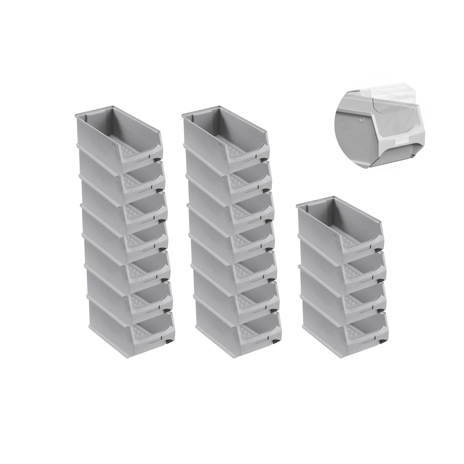 SuperSparSet 18 x Graue Sichtlagerbox 4.0 Mit Abdeckung HxBxT 15 x 20 x 35 cm 7,2 Liter Sichtlagerbehälter Sichtlagerkasten SuperSparSet 18 x Graue Sichtlagerbox 4.0 Mit Abdeckung HxBxT 15 x 20 x 35 cm 7,2 Liter Sichtlagerbehälter Sichtlagerkasten von PROREGAL