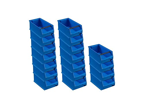 SuperSparSet 18x Blaue Sichtlagerbox 4.1 mit Griffstange | HxBxT 15x20x35cm | 7,2 Liter | Sichtlagerbehälter, Sichtlagerkasten, Sichtlagerkastensortiment, Sortierbehälter von PROREGAL