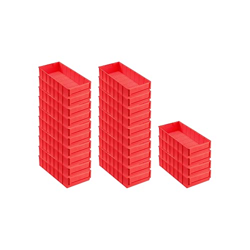 SuperSparSet 24x Rote Industriebox 400 B | HxBxT 8,1x18,3x40cm | 4,7 Liter | Sichtlagerkasten, Sortimentskasten, Sortimentsbox, Kleinteilebox von PROREGAL