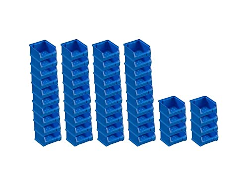 SuperSparSet 48x Blaue Sichtlagerbox 1.0 | HxBxT 6x10x10cm | 0,4 Liter | Sichtlagerbehälter, Sichtlagerkasten, Sichtlagerkastensortiment, Sortierbehälter von PROREGAL