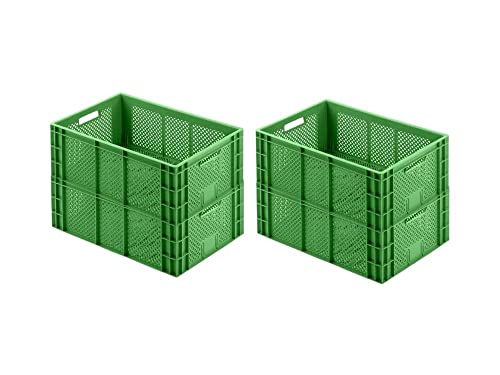 PROREGAL CHEFGASTRO SuperSparSet 4x Eurobehälter Obst- und Gemüsekasten | HxBxT 22x40x60cm | 43 Liter | Grün | Obst-Gemüsekiste, Obstkorb, Transportbox von PROREGAL