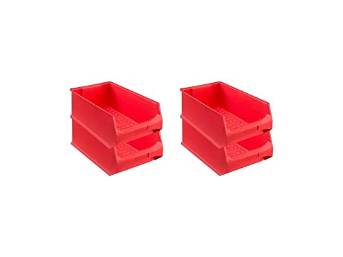 SuperSparSet 4x Rote Sichtlagerbox 5.0 | HxBxT 20x30x50cm | 21,8 Liter | Sichtlagerbehälter, Sichtlagerkasten, Sichtlagerkastensortiment, Sortierbehälter von PROREGAL
