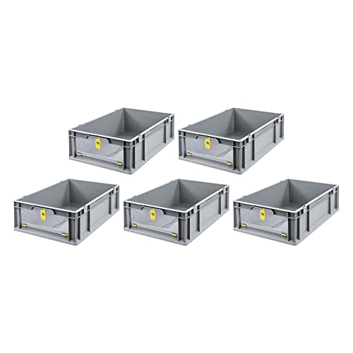 SuperSparSet 5x Eurobox NextGen Insight Cover | HxBxT 17x40x60 | 34 Liter | Niedrig/Gelb | Eurobehälter, Transportbox, Transportbehälter, Stapelbehälter von PROREGAL