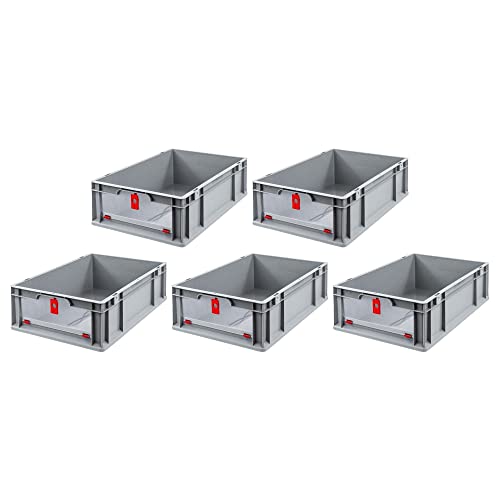 SuperSparSet 5x Eurobox NextGen Insight Cover | HxBxT 17x40x60 | 34 Liter | Niedrig/Rot | Eurobehälter, Transportbox, Transportbehälter, Stapelbehälter von PROREGAL